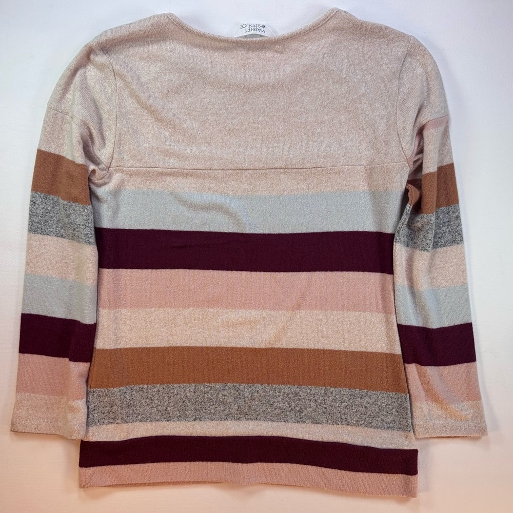 Market & Spruce Women’s Striped Sweater Button Detail Size Petite XS - Picture 4 of 6